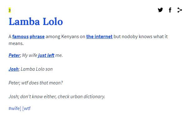Lamba Lolo' Makes It To The International Urban Dictionary - Nairobi Wire