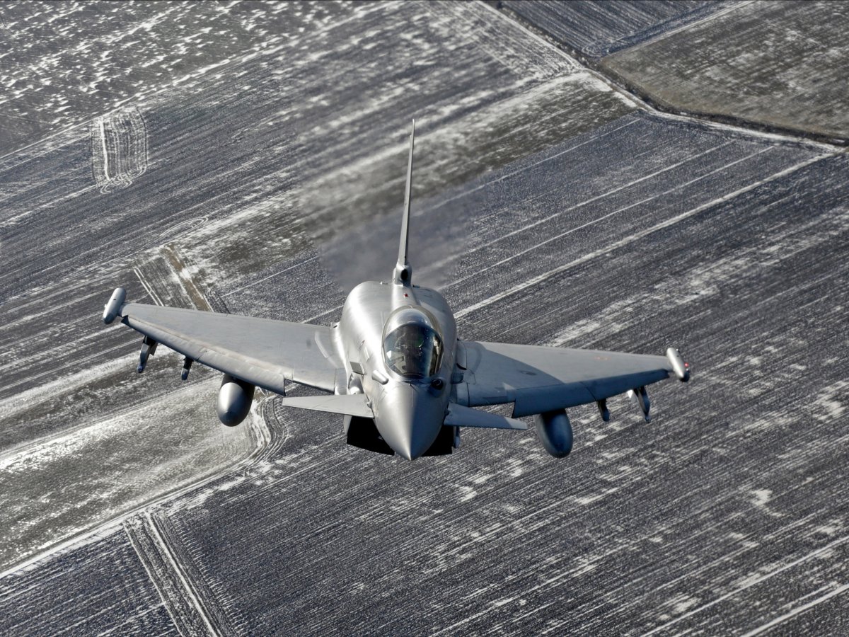 An Italian air force Eurofighter Typhoon fighter patrols over the Baltics during a NATO air-policing mission from Zokniai air base near Siauliai on February 10, 2015. (Ints Kalnins/REUTERS)