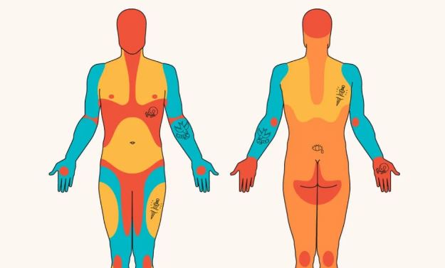 The ten most painful places for tattoo.