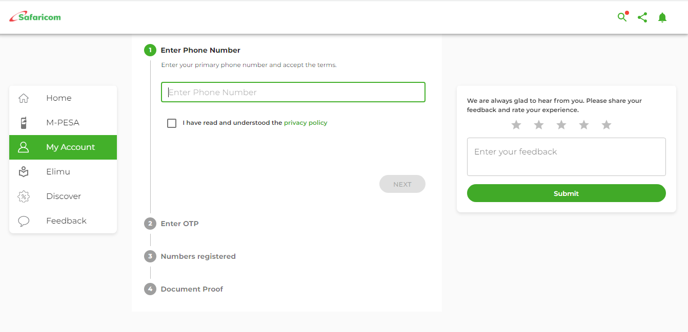 Safaricom online registration
